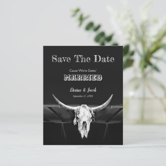 Western Schwarz und Weiß Save the Date (Stehend Vorderseite)