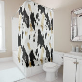 Western Schwarz-weiß Glam Gold Cowhide Duschvorhang (Beispiel)