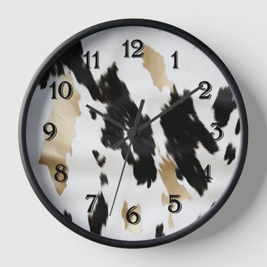 Western Schwarz-weiß Glam Gold Cowhide Uhr (Vorderseite)