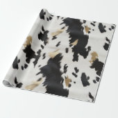 Western Schwarz-weiß Gold Cowhide Geburtstag Geschenkpapier (Ungerollt)