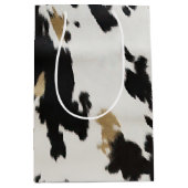 Western Schwarz-weiß Gold Cowhide Geburtstag Mittlere Geschenktüte (Vorderseite)