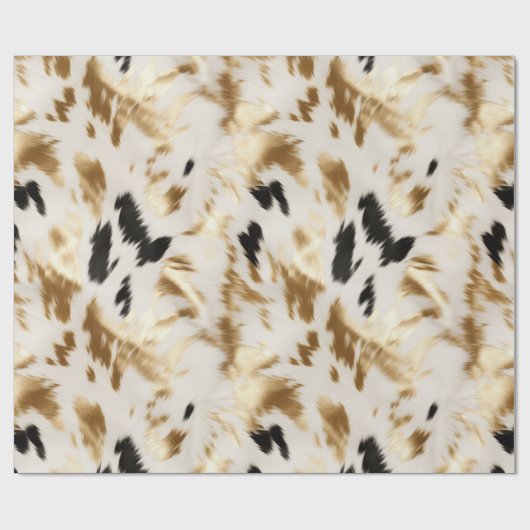 Western Schwarz-weiß Gold Cowhide Geschenkpapier (Flach)
