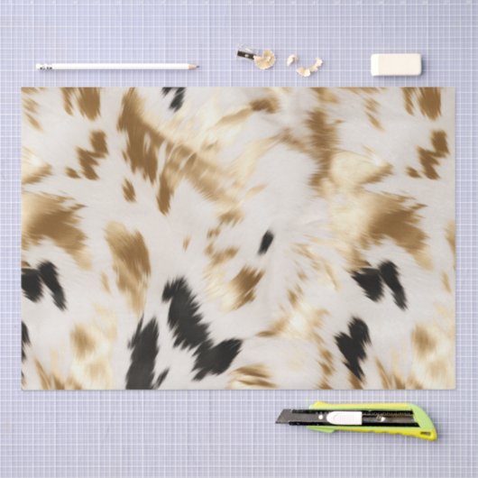 Western Schwarz-weiß Gold Cowhide Seidenpapier (Handwerk)