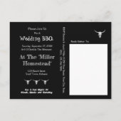 Western Schwarz-Weiß rustikale Essgetränke Verheir Ankündigungspostkarte (Rückseite)