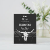 Western Schwarz-Weiß rustikale Essgetränke Verheir Ankündigungspostkarte (Stehend Vorderseite)