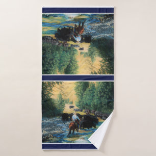 Western/Schwarzer Angus-Rinderbestand/Cowboy Badehandtuch