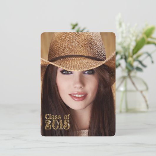 Western Script-Klasse des Abschlusses 2015 Einladung (Stehend Vorderseite)