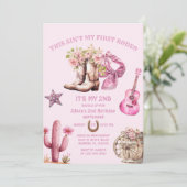Western Second Rodeo Bows Pink Cowgirl Geburtstag Einladung (Stehend Vorderseite)