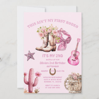 Western Second Rodeo Bows Pink Cowgirl Geburtstag Einladung