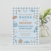 Western Second Rodeo Boy Geburtstagseinladung  Einladung (Stehend Vorderseite)
