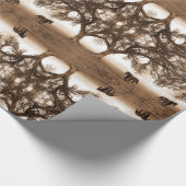 Western Sepia Tones mit Pferd und Eichenbaum Geschenkpapier (Ecke)