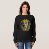 Western Serape Cow Skull Print Sunflower Leopard T Sweatshirt (Vorne ganz)