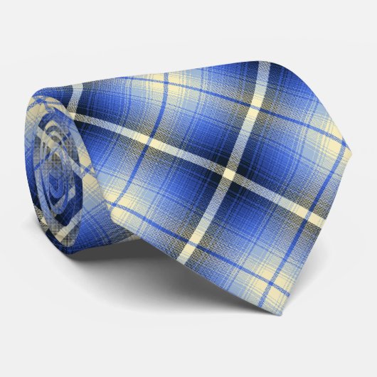 Western Shadow Kariert Navy und Royal zweiseitig Krawatte (Gerollt)