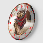 Western Sheriff Owl mit Attitude & Swagger Große Wanduhr (Winkel)