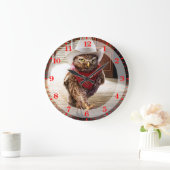 Western Sheriff Owl mit Attitude & Swagger Große Wanduhr (Zuhause)