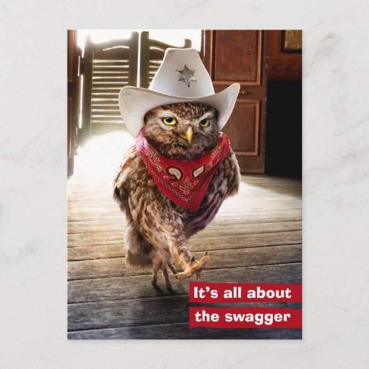 Western Sheriff Owl mit Attitude & Swagger Postkarte (Vorderseite)