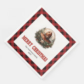 Western sheriff's badge red black Christmas napkin Serviette (Ecke)