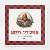 Western sheriff's badge red black Christmas napkin Serviette (Vorderseite)