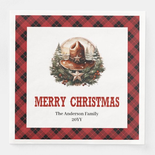 Western sheriff's badge red black Christmas napkin Serviette (Vorderseite)