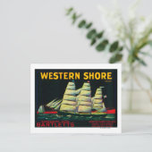 Western Shore Birnkiste LabelHood, CA Postkarte (Stehend Vorderseite)