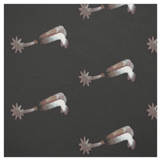 Western Silver Cowboy Spur auf Schwarz Stoff (Muster)