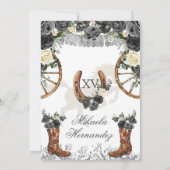 Western Silver und Black Charra Boots 15 Anos Einladung (Rückseite)