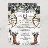 Western Silver und Black Charra Boots 15 Anos Einladung (Vorne/Hinten)