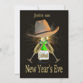 Western Silvester Party Cowboy Hat Champagne Einladung (Vorderseite)