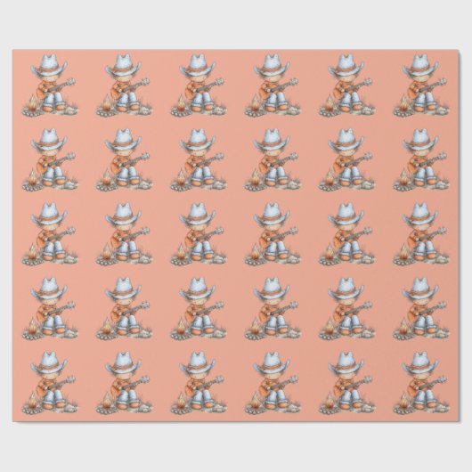 Western Singing Cowboy  Geschenkpapier (Flach)