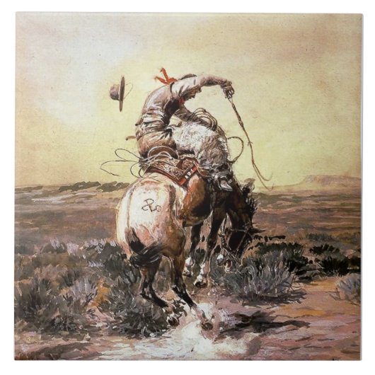 Western "Slick Rider" Kunst von Charles M. Russell Fliese (Vorderseite)