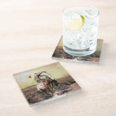 Western "Slick Rider" Kunst von Charles M. Russell Glasuntersetzer (Schrägansicht)