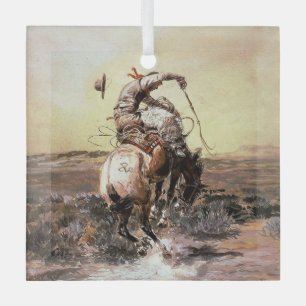 Western "Slick Rider" Kunst von Charles M. Russell Ornament Aus Glas