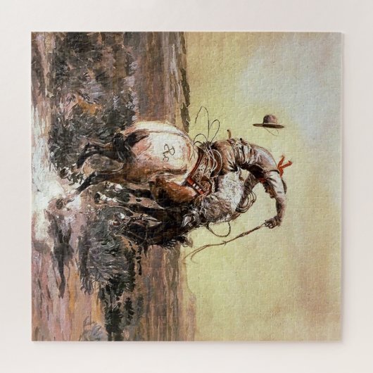 Western "Slick Rider" Kunst von Charles M. Russell Puzzle (Horizontal)