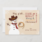 Western Snowman Holiday Card Einladung (Vorderseite)