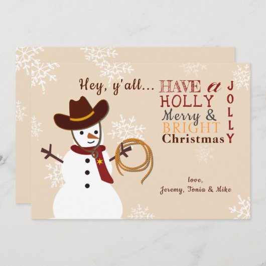 Western Snowman Holiday Card Einladung (Vorne/Hinten)