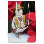 Western Snowmans Weihnachtsgeschenktasche Mittlere Geschenktüte (Rückseite)