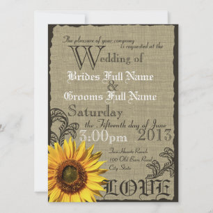 Western Sonnenblume Rustikale Hochzeit Einladung
