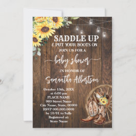 Western Sonnenblumen Baby Dusche Country Boots Einladung