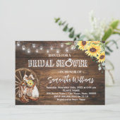Western Sonnenblumen Brautparty Country Wedding Einladung (Stehend Vorderseite)