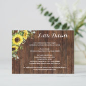 Western Sonnenblumen Grüne Dusche Hochzeit Details Begleitkarte (Stehend Vorderseite)