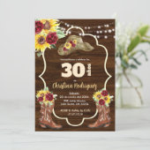 Western Sonnenblumen Rose Cowboy Geburtstagseinlad Einladung (Stehend Vorderseite)