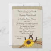 Western Sonnenblumen und Hufeisen Einladung (Vorderseite)