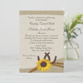 Western Sonnenblumen und Hufeisen Einladung (Stehend Vorderseite)