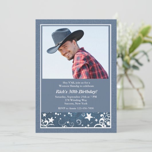 Western Spirit Foto Einladung (Stehend Vorderseite)