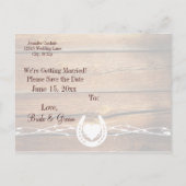 Western Stacheldraht Holz Save the Date Postkarten (Rückseite)