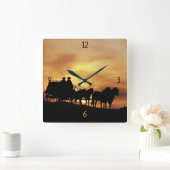 Western Stagecoach Quadratische Wanduhr (Zuhause)