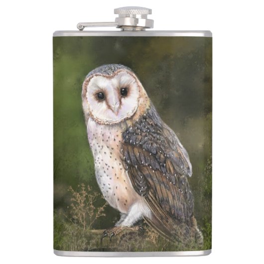 Western-Stall-Owl-Flasenmalerei Flachmann (Vorderseite)