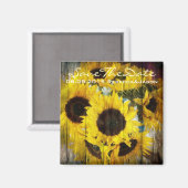 Western Stallenholz Gelbe Sonnenblumenhochzeit Magnet (Vorderseite/Rückseite)