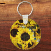 Western Stallenholz Gelbe Sonnenblumenhochzeit Schlüsselanhänger (Vorderseite)