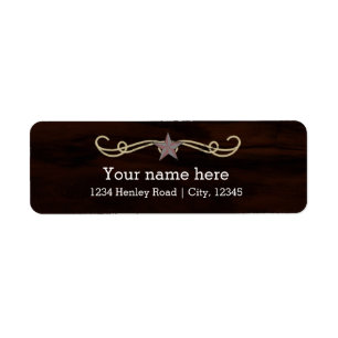 Western Star Country Holz-Adressaufkleber Label